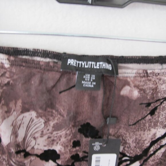 NWT - PrettyLittleThing Brown Floral Side Slit Skirt - Picture 5 of 14